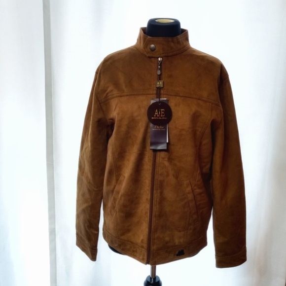 Armani Collezioni Other - New A/E Emporio Collezioni Faux Suede Bomber Jacket Size L Brown Made in Italy